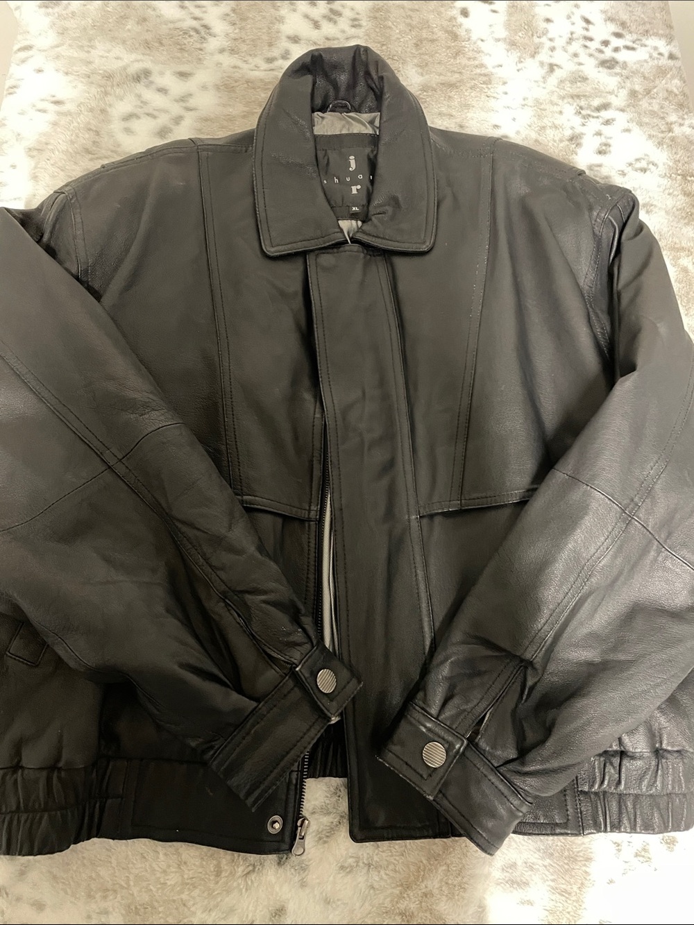 Joshua Ross Black Leather Jacket - Classic Bomber Style